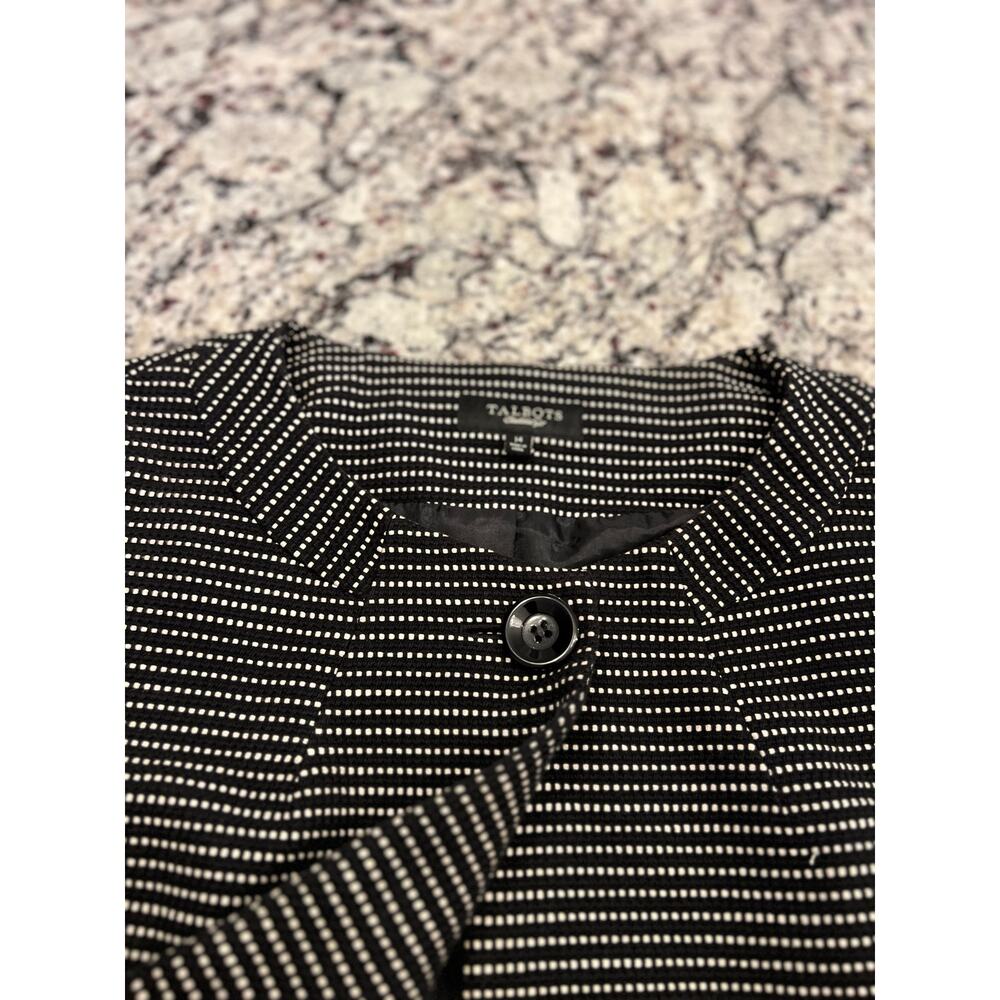 Talbots cropped polka dot blazer jacket size 14 3/4 sleeves black and white - Picture 7 of 12